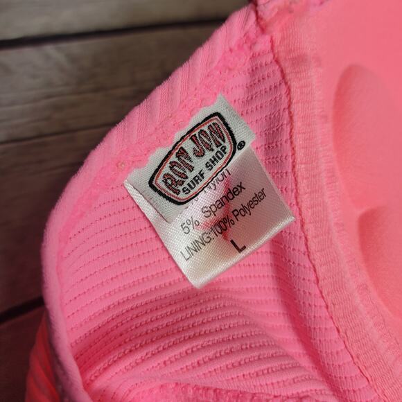 Ron Jon Surf Shop Bikini Swimsuit Top Neon Pink Push Up Padded Adjustable L - Picture 3 of 3